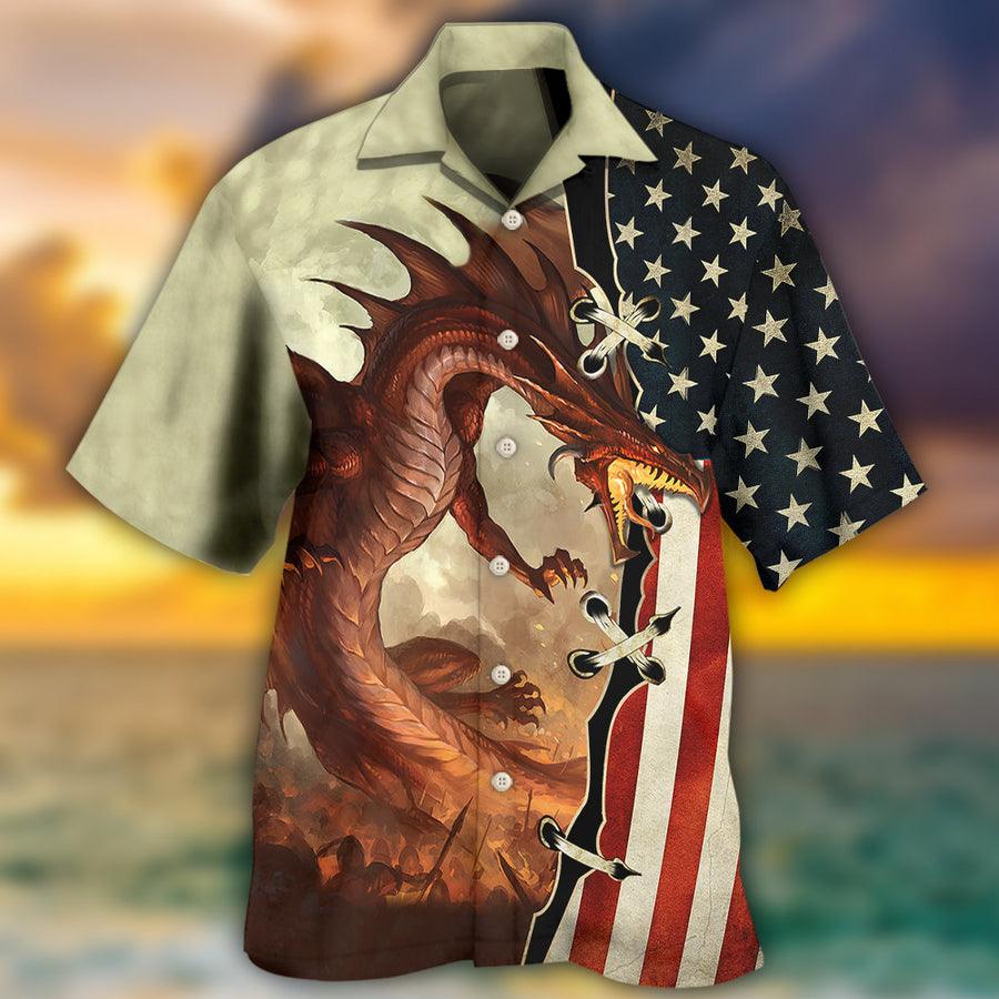 Dragon Independence Day Aloha Hawaiian Shirt For Summer, Dragon American Flag Hawaiian Shirts Outfit For Men Women, Dragon Lovers, 4th July - Image 2