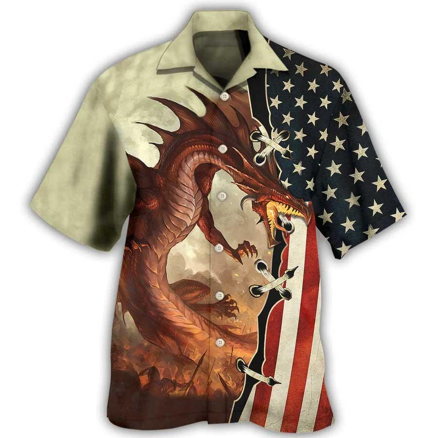 Dragon Independence Day Aloha Hawaiian Shirt For Summer, Dragon American Flag Hawaiian Shirts Outfit For Men Women, Dragon Lovers, 4th July - Image 3