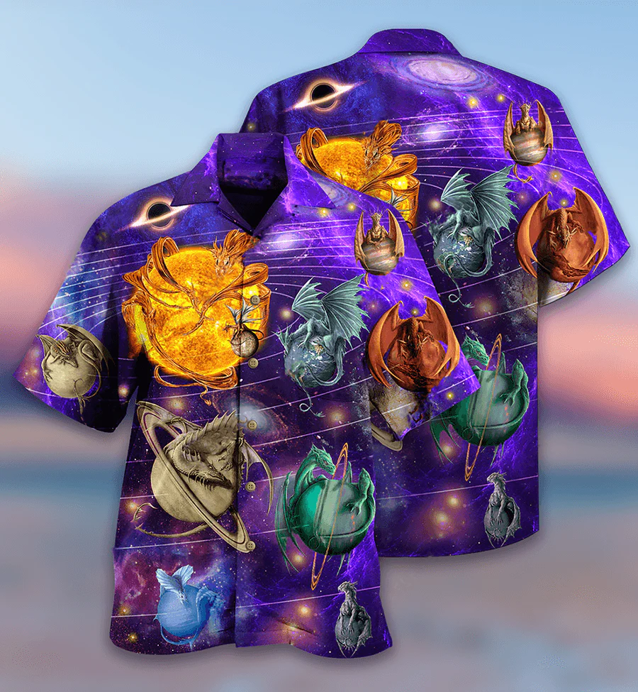 Dragon Planet Aloha Hawaiian Shirt For Summer, Dragon Love Life In To The Galaxy Hawaiian Shirts Outfit For Men Women, Dragon Lovers - Image 2