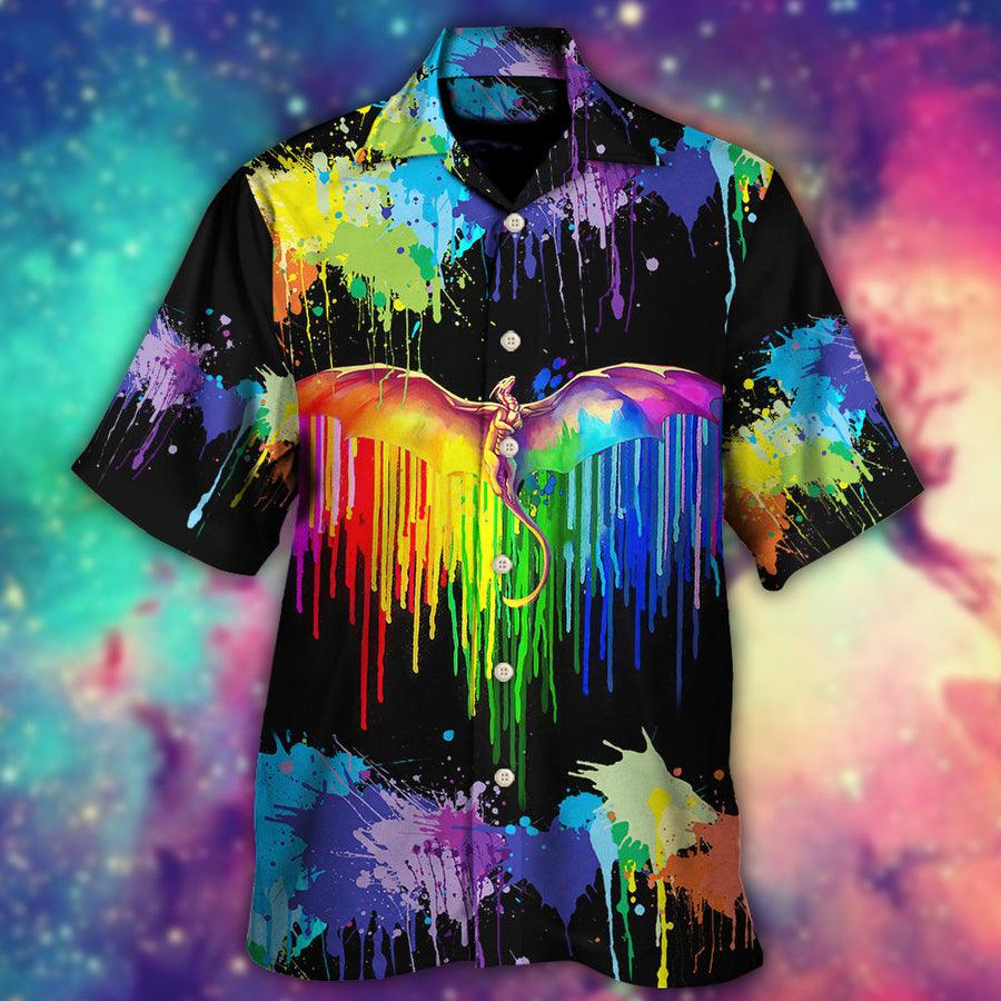 Dragon Rainbow Aloha Hawaiian Shirt For Summer, LGBT Pride Dragon The Color Of Happiness Hawaiian Shirts Outfit For Men Women, Dragon Lovers - Image 2