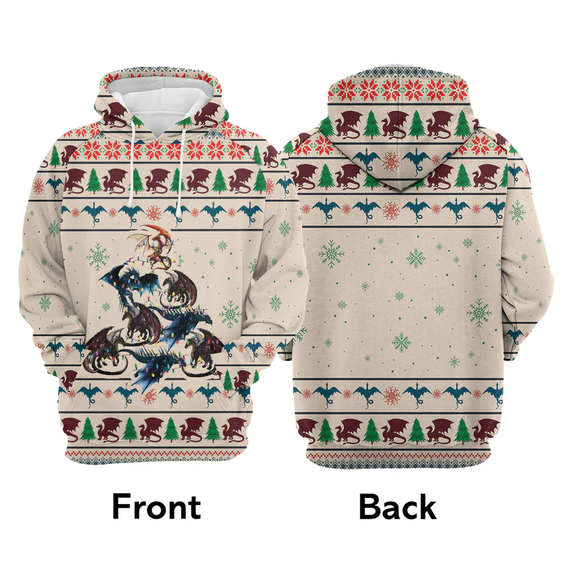 Dragon Xmas Premium Christmas Hoodie, Christmas Dragon Dacing Unisex Hoodie For Men & Women - Perfect Gift For Christmas, Dragon Lovers - Image 4