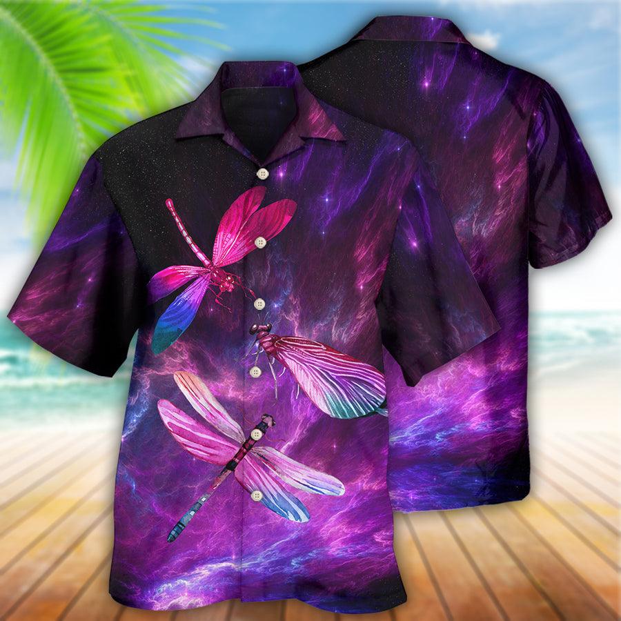 Dragonfly Purple Hawaiian Shirt For Summer, Dragonfly Love Sky Hawaiian Shirts Outfit For Men Women, Dragonfly Lovers - Image 2