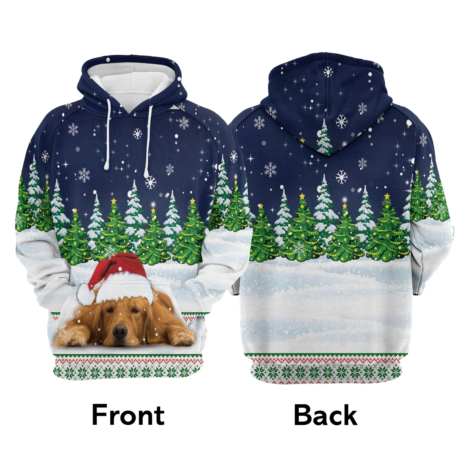 Dreaming Golden Retriever Under Snow Pullover Premium Hoodie, Perfect Outfit For Men And Women On Christmas New Year Autumn Winter - Image 2
