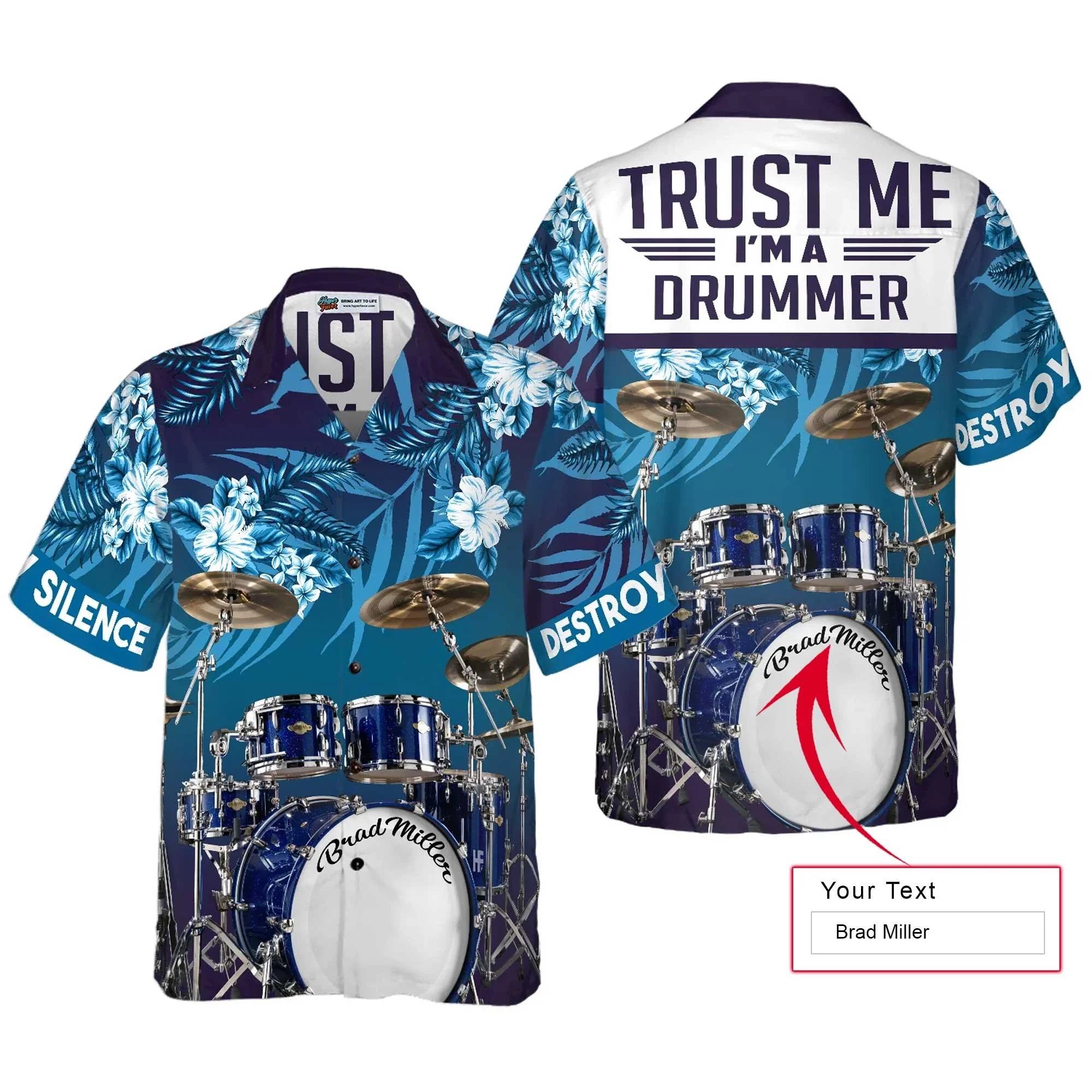 Drum Tropical Custom Name Hawaiian Shirt, I Am A Drummer, Personalized Colorful Summer Aloha Shirt For Men Women, Perfect Gift For Friend, Drum Lovers