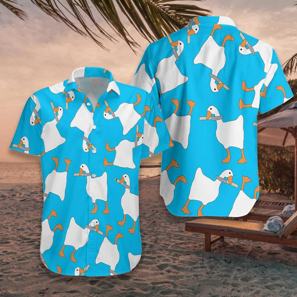 Duck Hawaiian Shirt, A Dangerous Duck With Knife Aloha Shirt For Men Women - Perfect Gift For Duck Lovers, Husband, Boyfriend, Friend, Family - Image 4