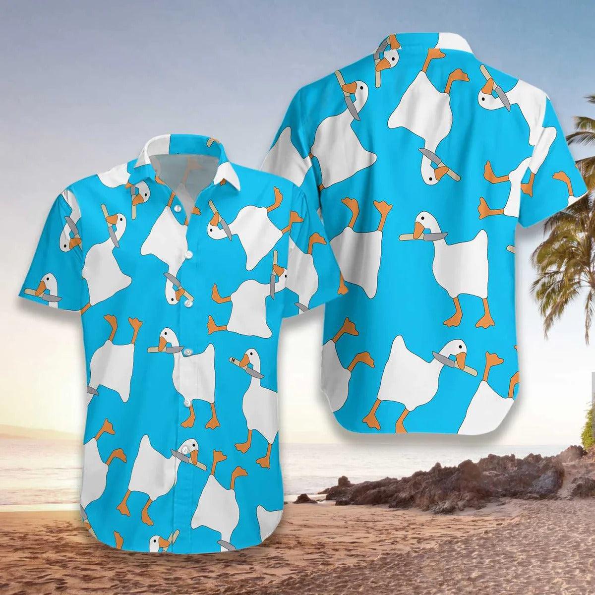 Duck Hawaiian Shirt, A Dangerous Duck With Knife Aloha Shirt For Men Women - Perfect Gift For Duck Lovers, Husband, Boyfriend, Friend, Family - Image 5