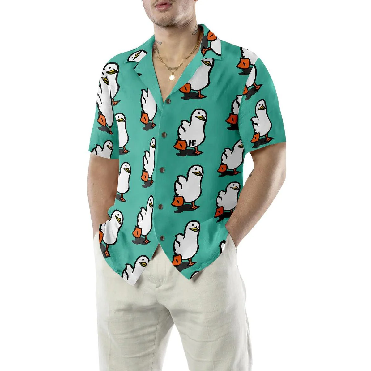 Duck Hawaiian Shirt, Ducks In Tiffany Blue Aloha Shirt For Men Women - Perfect Gift For Duck Lovers, Husband, Boyfriend, Friend, Family - Image 5