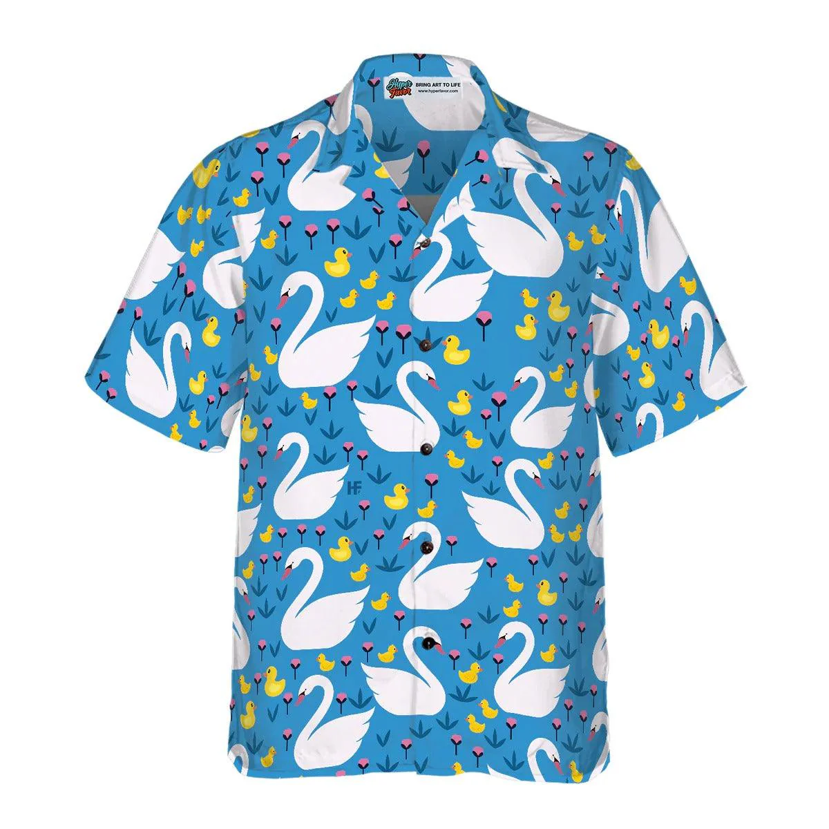 Duck Hawaiian Shirt, Floral Swans And Ducks Swimming Aloha Shirt For Men Women - Perfect Gift For Duck Lovers, Husband, Boyfriend, Friend, Family - Image 3