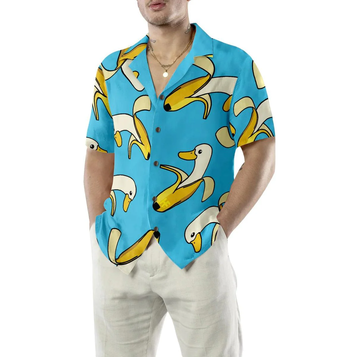 Duck Hawaiian Shirt, Funny Cute Banana Duck Aloha Shirt For Men Women - Perfect Gift For Duck Lovers, Husband, Boyfriend, Friend, Family, Wife - Image 5