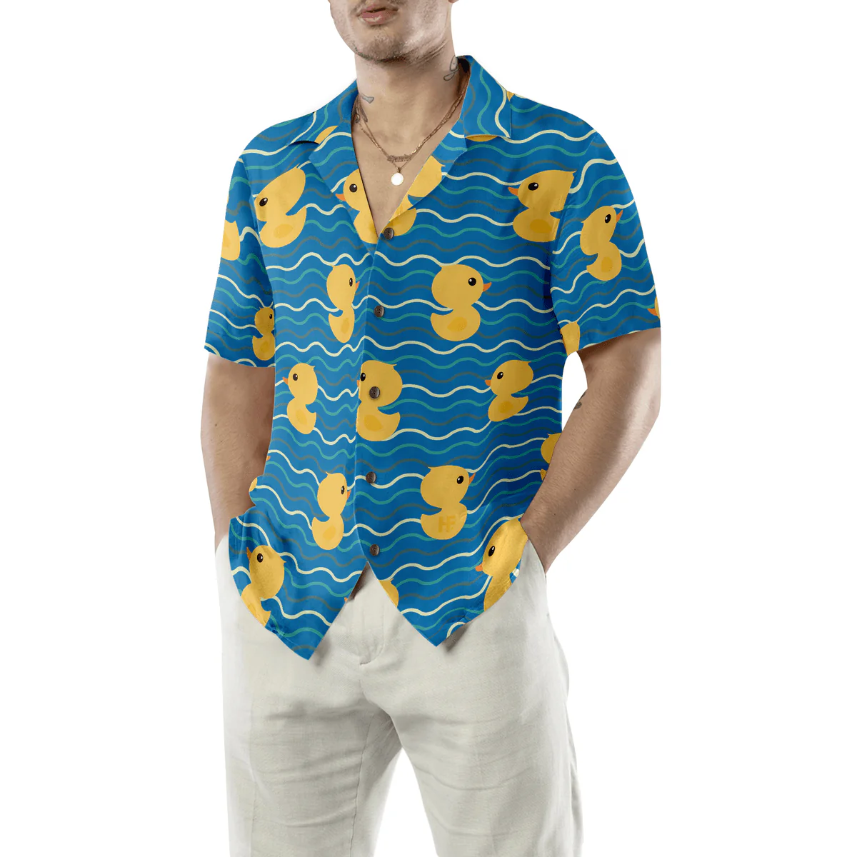 Duck Hawaiian Shirt, Little Duck In Water Aloha Shirt For Men - Perfect Gift For Husband, Boyfriend, Friend, Family - Image 5
