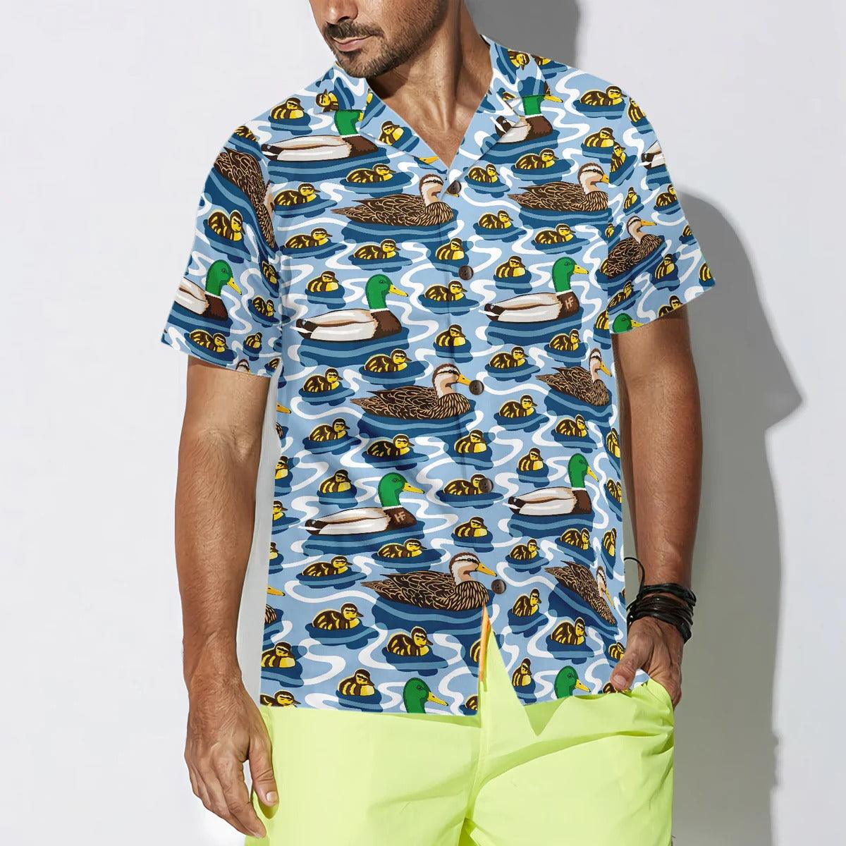 Duck Hawaiian Shirt, Rouen Duck Family Swimming Aloha Shirt For Men Women - Perfect Gift For Duck Lovers, Husband, Boyfriend, Friend, Family - Image 3