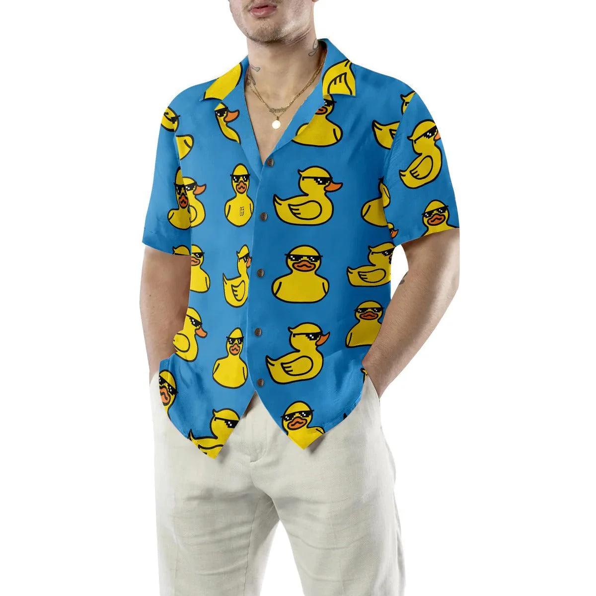 Duck Hawaiian Shirt, Rubber Yellow Duck Aloha Shirt For Men Women - Perfect Gift For Duck Lovers, Husband, Boyfriend, Friend, Family - Image 5