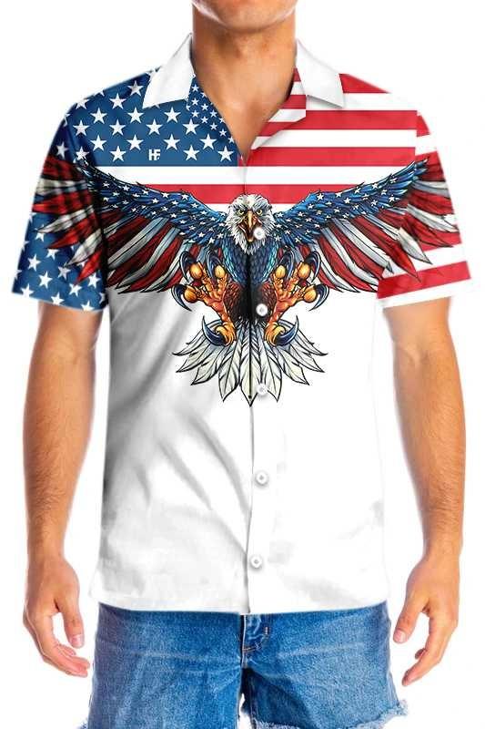Eagle Hawaiian Shirt, American Eagle Stay Strong Aloha Shirt For Men - Perfect Gift For Husband, Boyfriend, Friend, Family - Image 4