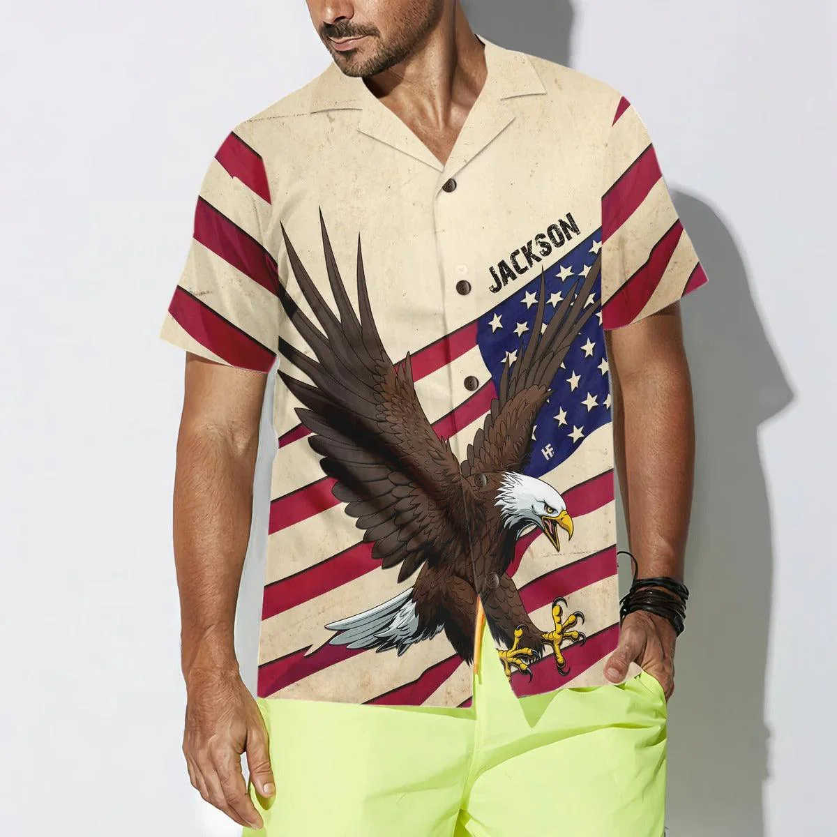 Eagle Hawaiian Shirt, American Eagle Wings Aloha Shirt For Men - Perfect Gift For Husband, Boyfriend, Friend, Family - Image 4