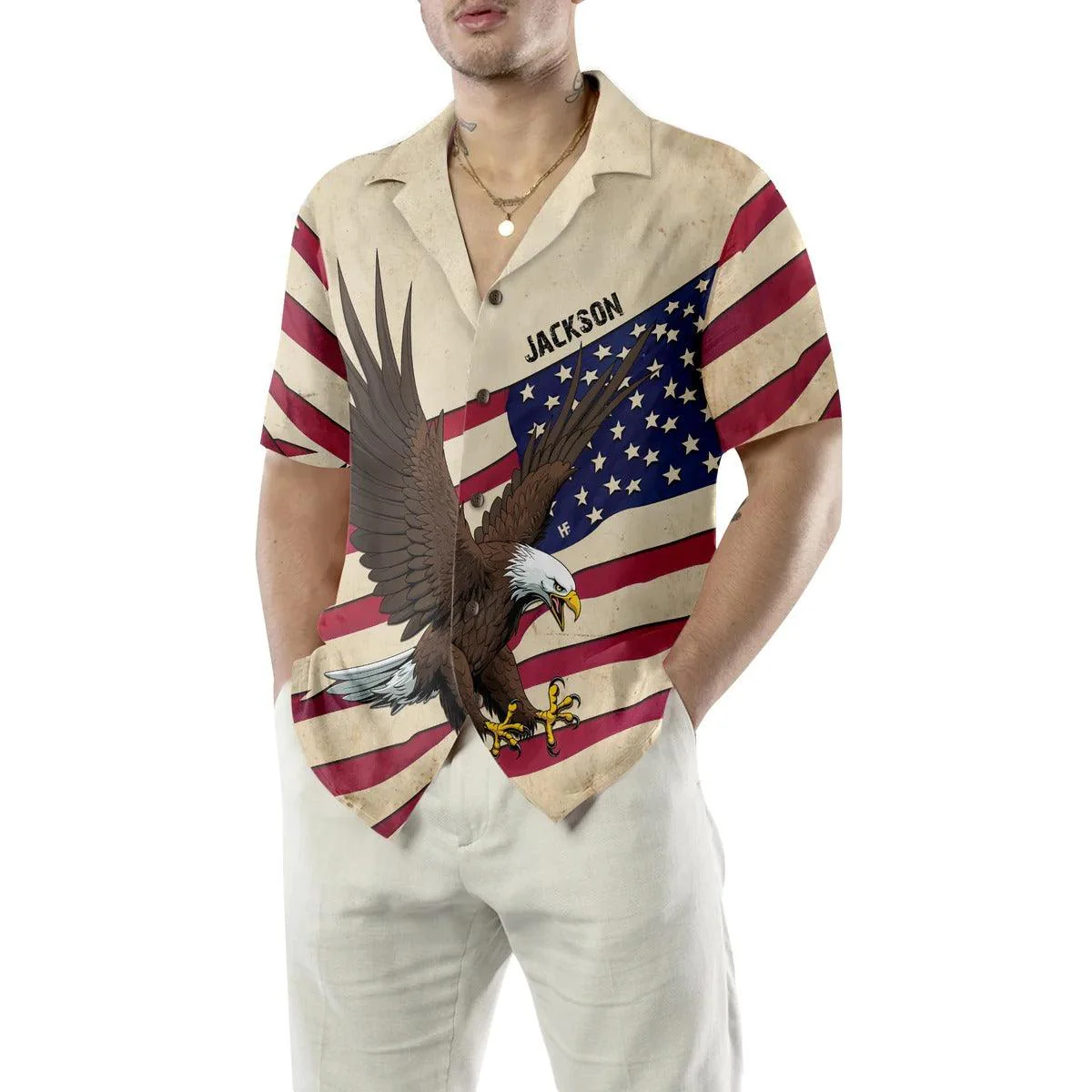 Eagle Hawaiian Shirt, American Eagle Wings Aloha Shirt For Men - Perfect Gift For Husband, Boyfriend, Friend, Family - Image 5