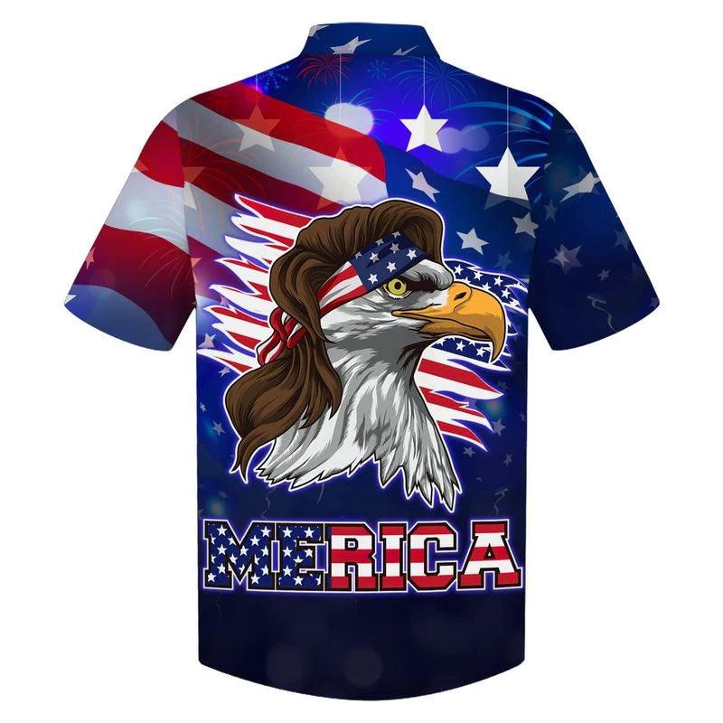 Eagle Independence Day Aloha Hawaiian Shirts For Summer, Blue Merican Fourth Of July USA Flag Aloha Hawaiian Shirt For Men Women, Patriot - Image 2