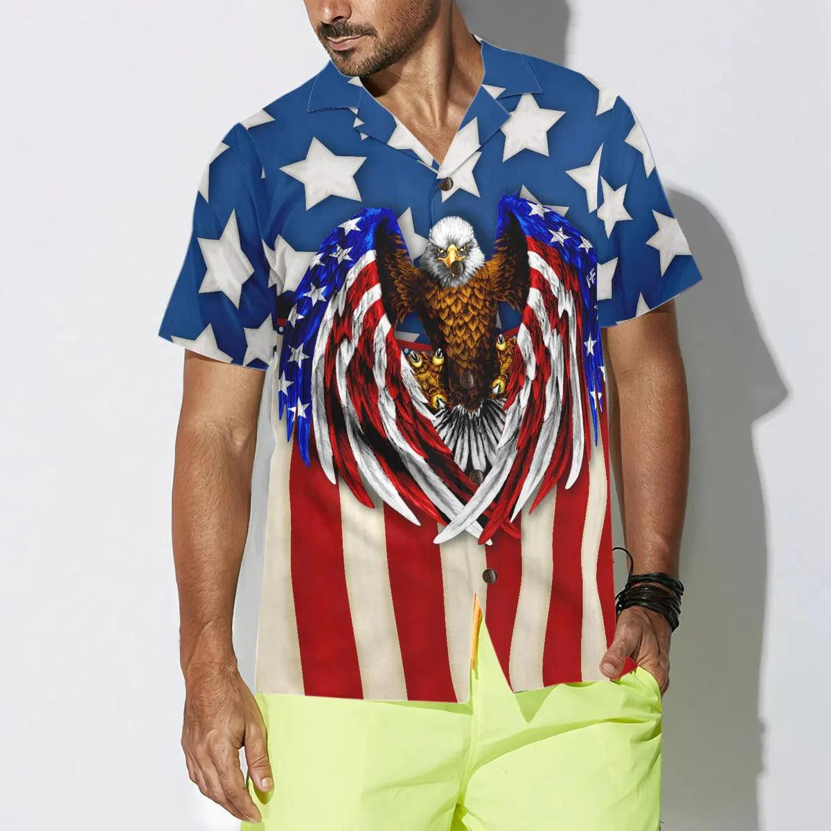 Eagle US Flag Hawaiian Shirt, Land Of The Free Because Of The Brave Hawaiian Shirt - Perfect Gift For Lover, Friend, Family