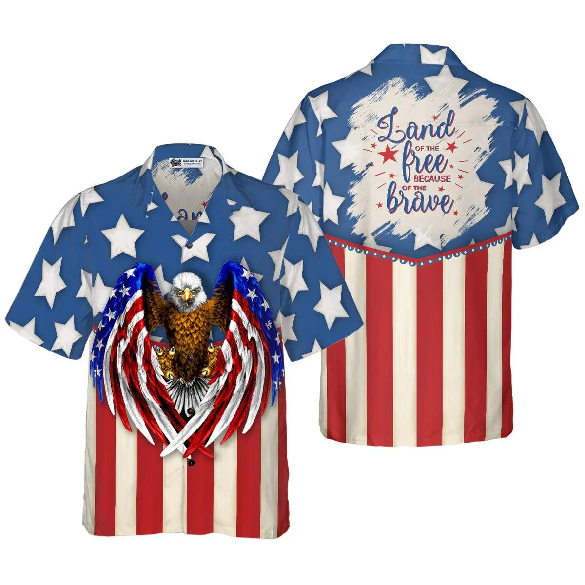 Eagle US Flag Hawaiian Shirt, Land Of The Free Because Of The Brave Hawaiian Shirt - Perfect Gift For Lover, Friend, Family - Image 3