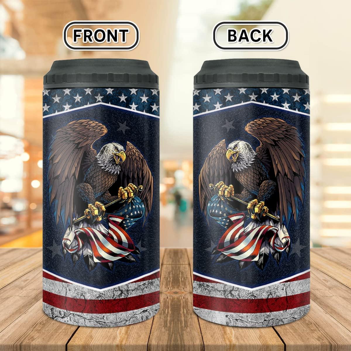 Eagle US Independence Day Can Cooler Tumbler, America USA American Flag Cooler Tumbler, 4th Of July Gifts For Men Women, Veteran Day, Patriot - Image 2