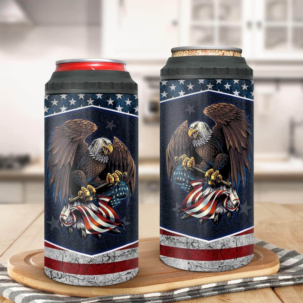 Eagle US Independence Day Can Cooler Tumbler, America USA American Flag Cooler Tumbler, 4th Of July Gifts For Men Women, Veteran Day, Patriot - Image 3