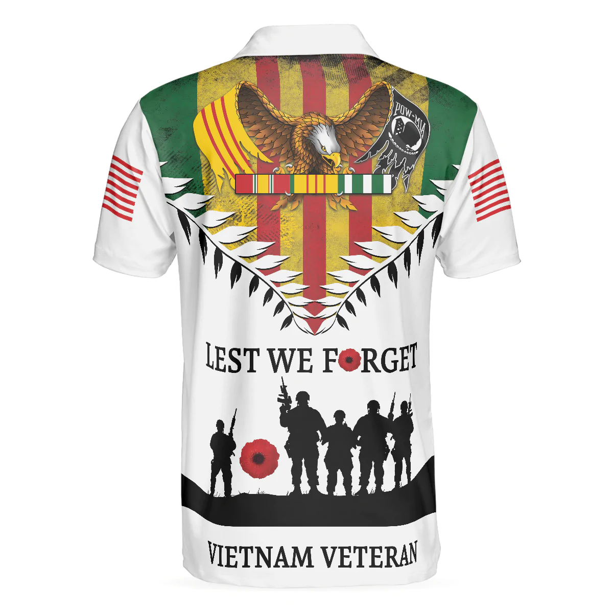 Eagles American Flag Veteran Men Polo Shirt, Lest We Forget Vietnam Veteran Polo Shirt, Best Gift Idea For Vietnam Veterans - Image 2