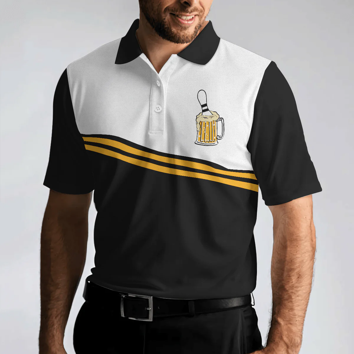 Easily Distracted By Bowling And Beer Polo Shirt, Tenpin Bowling Shirt Design With Sayings, Best Drinking Bowling Shirt, Polo Shirt Gift For Beer Lovers - Image 4