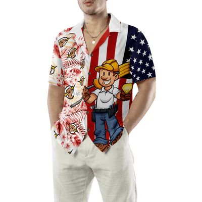 Electrician Hawaiian Shirt, Electrician Flag Tropical Floral Aloha Shirt For Men - Perfect Gift For Electrician , Husband, Boyfriend, Friend, Family - Image 5