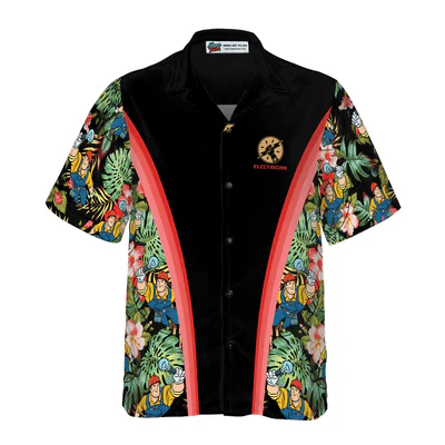 Electrician Hawaiian Shirt, Electrician Tropical Floral Aloha Shirt For Men - Perfect Gift For Men, Electrician , Husband, Boyfriend, Friend, Family