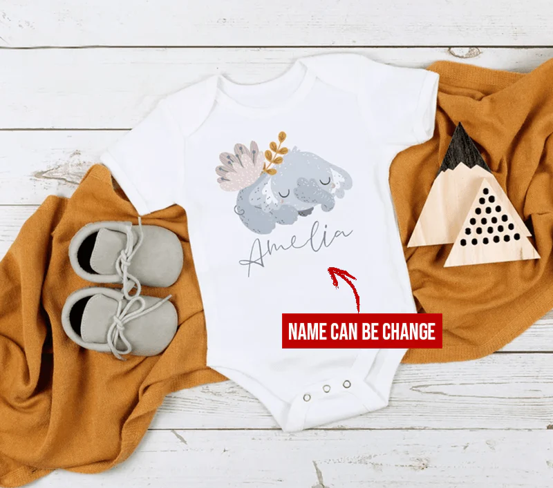 Elephant Baby Onesie, Personalized Elephant Baby Onesie, Newborn Onesies - Perfect Gift For Baby, Baby Gift Onesie