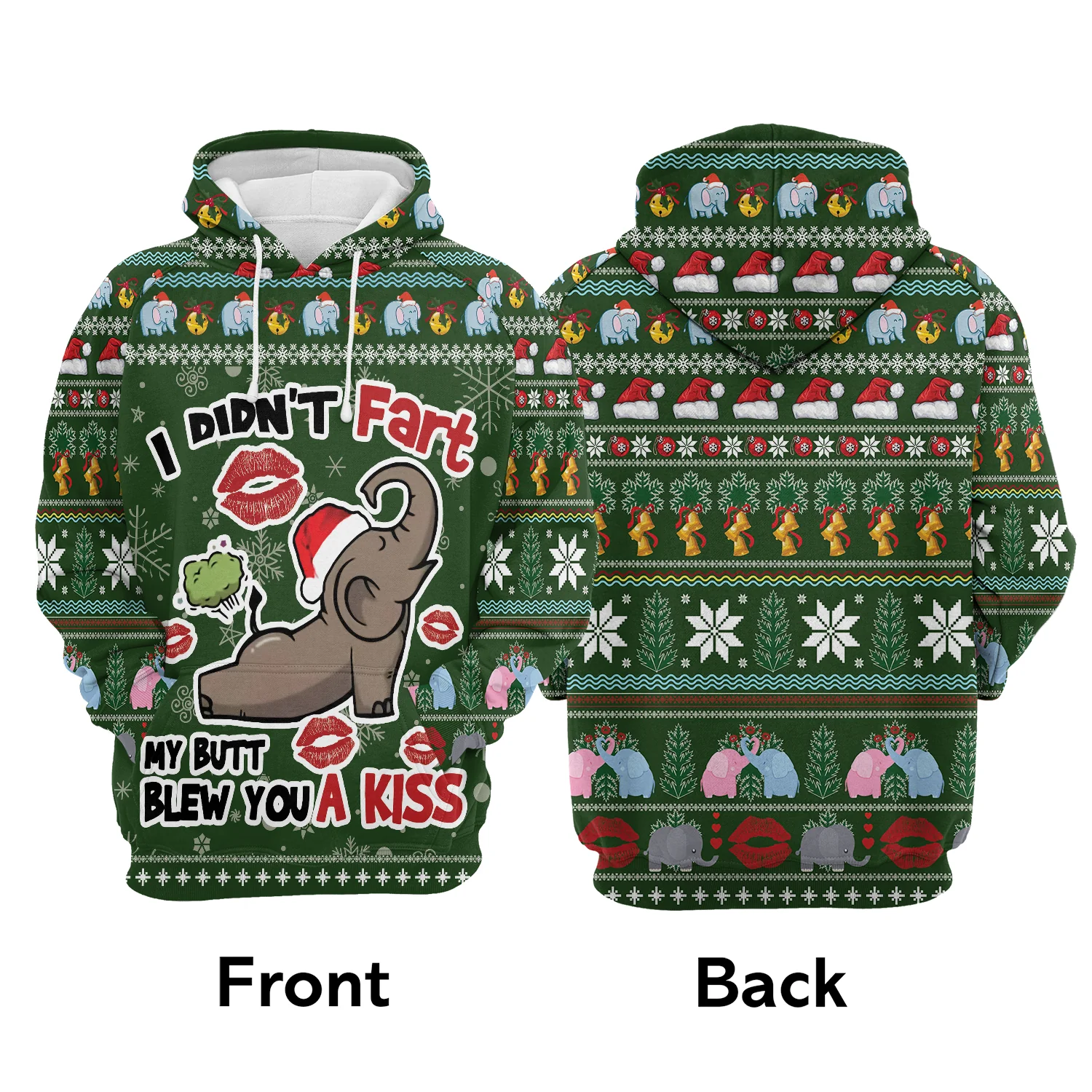 Elephant Pullover Premium Hoodie I Didn't Fart My Butt Blew You A Kiss, Perfect Outfit For Men And Women On Christmas New Year Autumn Winter - Image 2