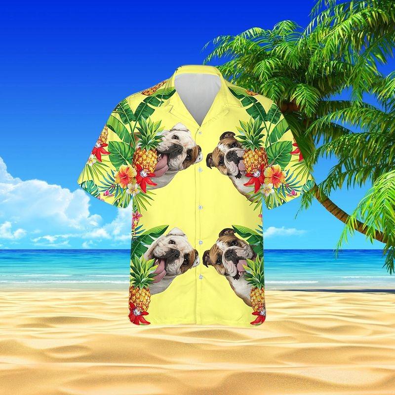 English Bulldog Aloha Hawaiian Shirt - Tropical English Bulldog Hawaiian Shirt, Tropical Pineapple Hawaiian Shirt For Men & Women, Bulldog Lover