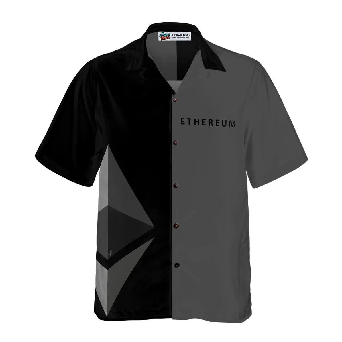 Ethereum Hawaiian Shirt, Gray And Black Ethereum Cryptocurrency Aloha Shirt, Ethereum Hawaiian Shirt For Summer - Perfect Gift For Men, Women, Friend - Image 2