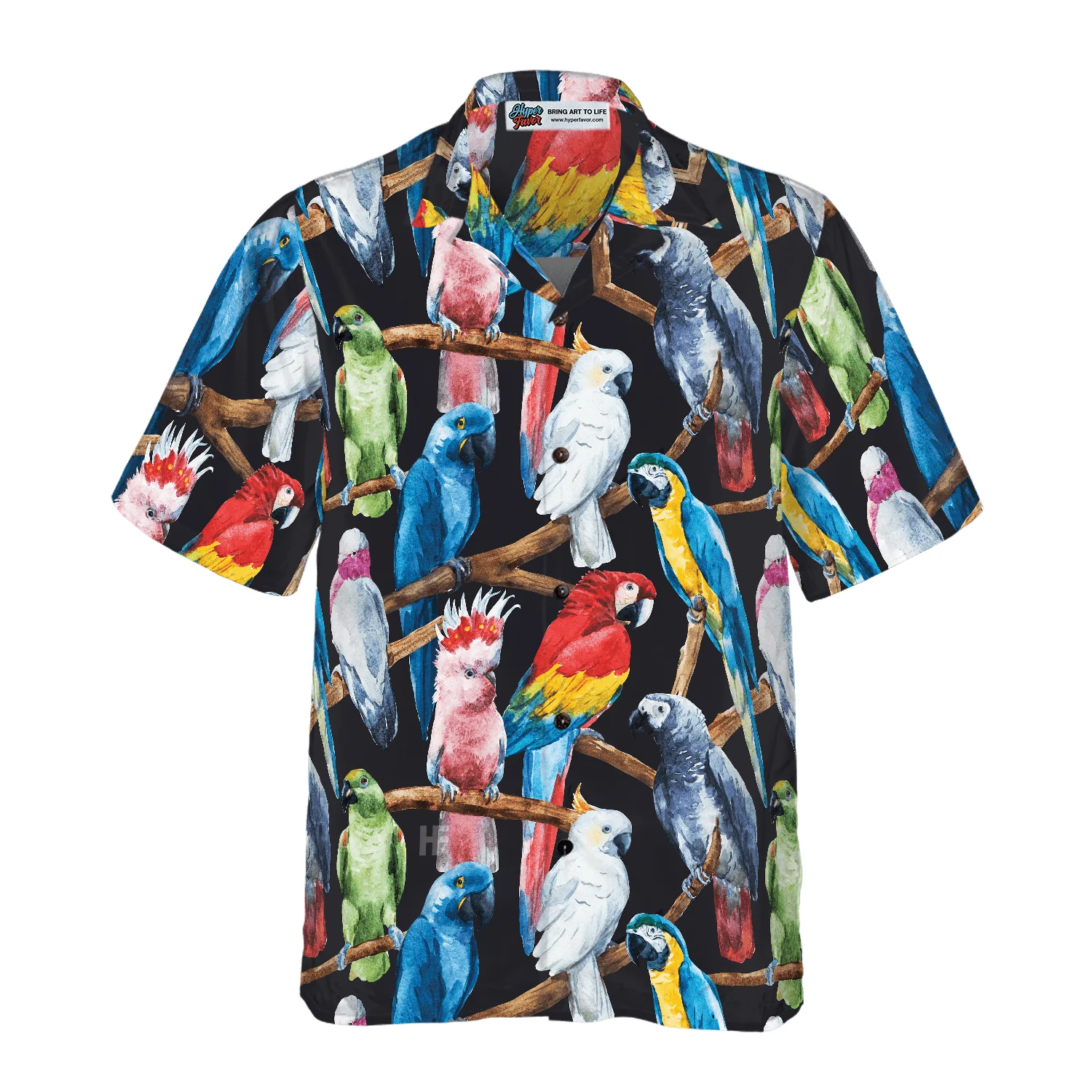 Exotic Parrots & Plant Leaves Hawaiian Shirt, Colorful Summer Aloha Shirts For Men Women, Perfect Gift For Husband, Wife, Boyfriend, Friend - Image 3