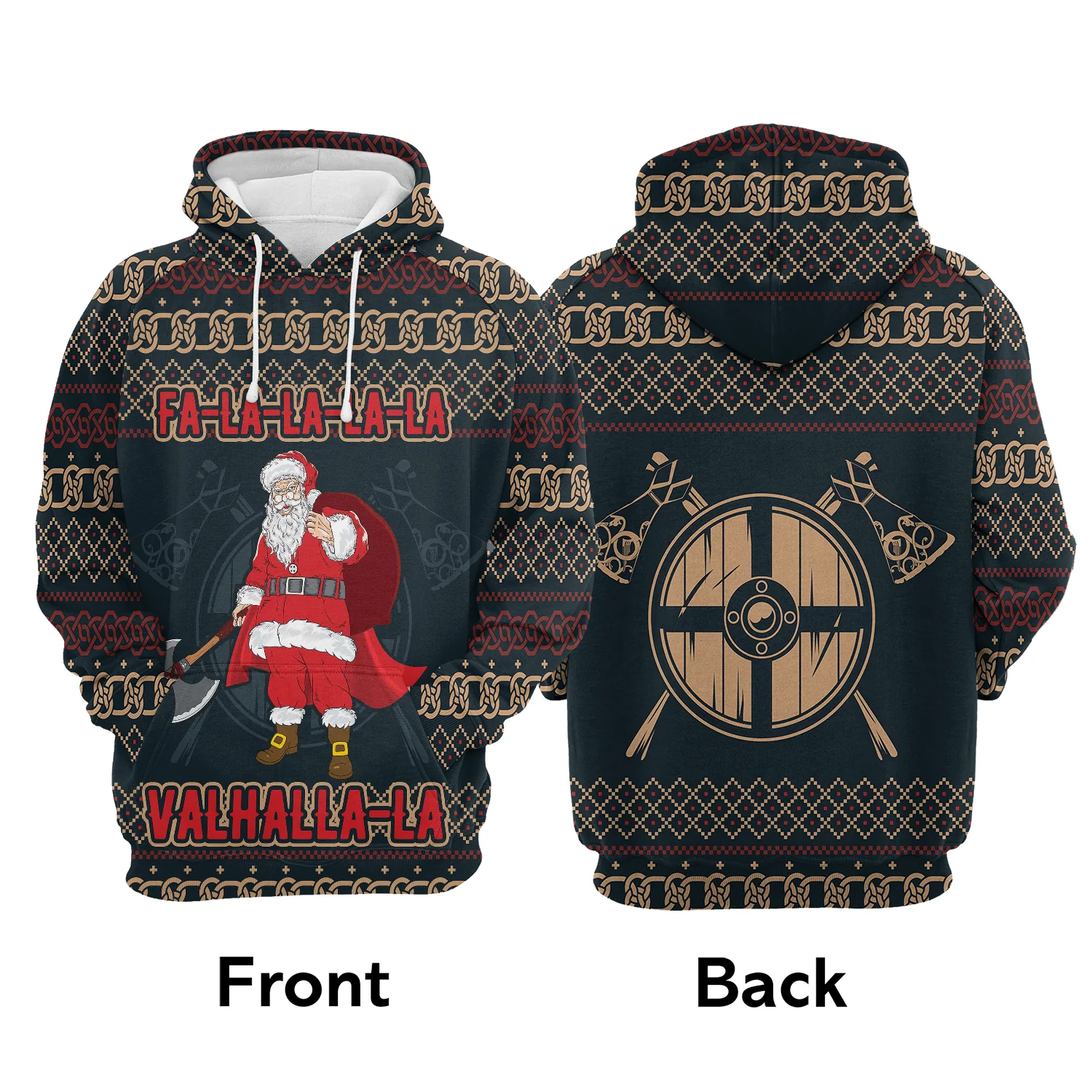 FaLaLaLa ValhallaLa Santa Claus Pullover Premium Hoodie, Perfect Outfit For Men And Women On Christmas New Year Autumn Winter - Image 2
