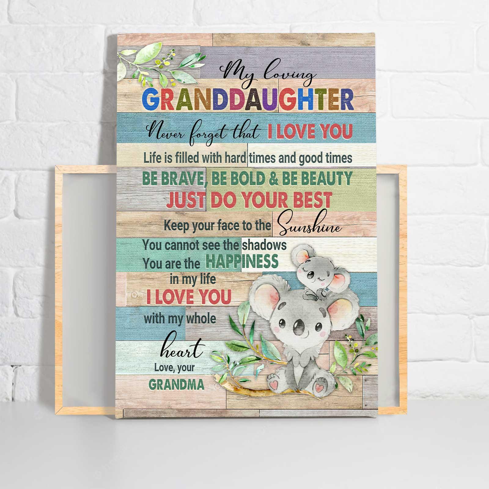 Family Portrait Canvas, Koala drawing, Colorful painting, You are the happiness in my life Gift for Granddaughter - Family Portrait Canvas Prints - Image 2
