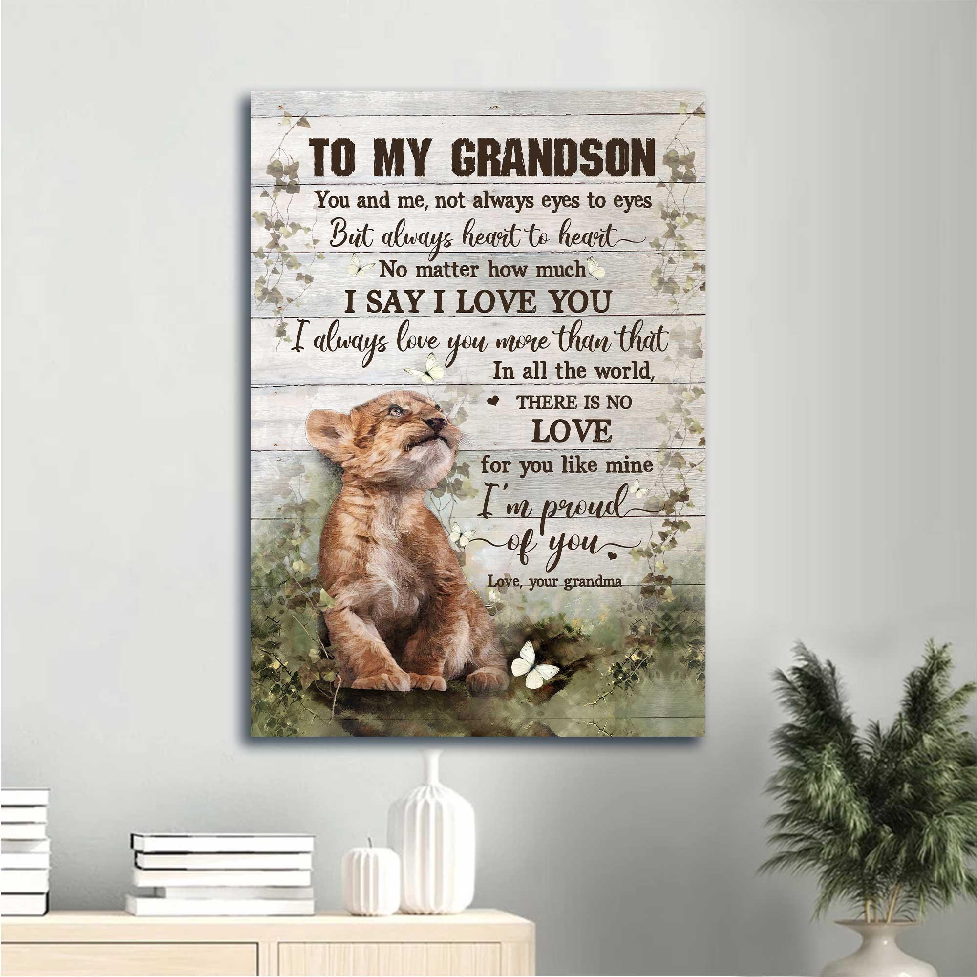 Family Portrait Canvas, Lion cub, Cute lion, I'm proud of you Gift for grandson- Family Portrait Canvas Prints, Wall Art.