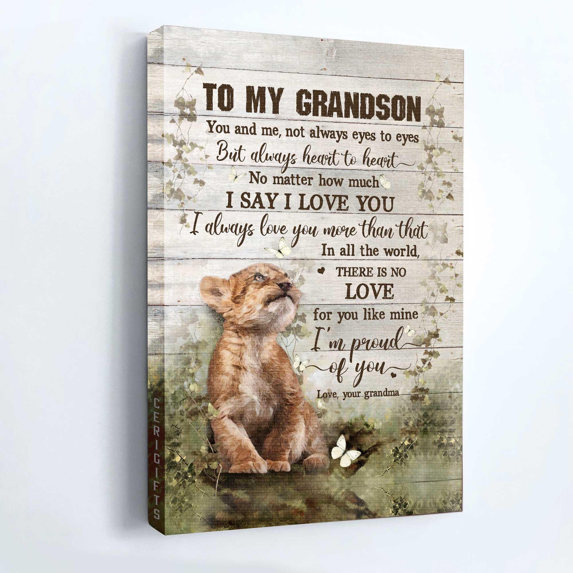 Family Portrait Canvas, Lion cub, Cute lion, I'm proud of you Gift for grandson- Family Portrait Canvas Prints, Wall Art. - Image 4