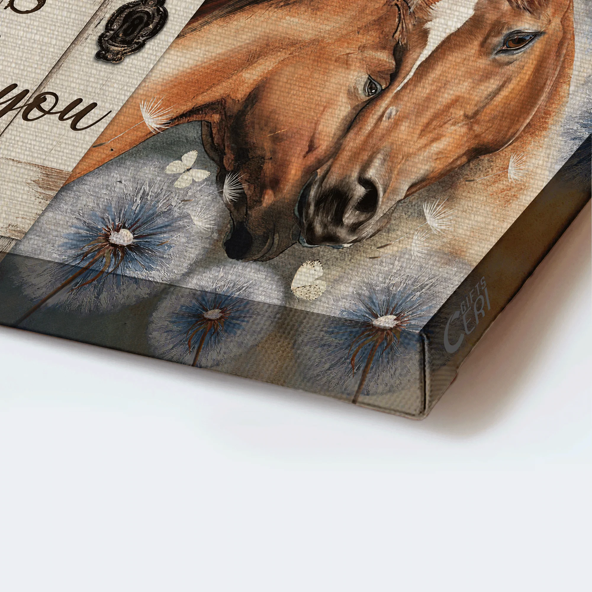 Family Premium Wrapped Landscape Canvas - Beautiful horse drawing, Dandelion Field, Couple Horse, Always Beside You - Gift For Members Family, Couple - Image 3