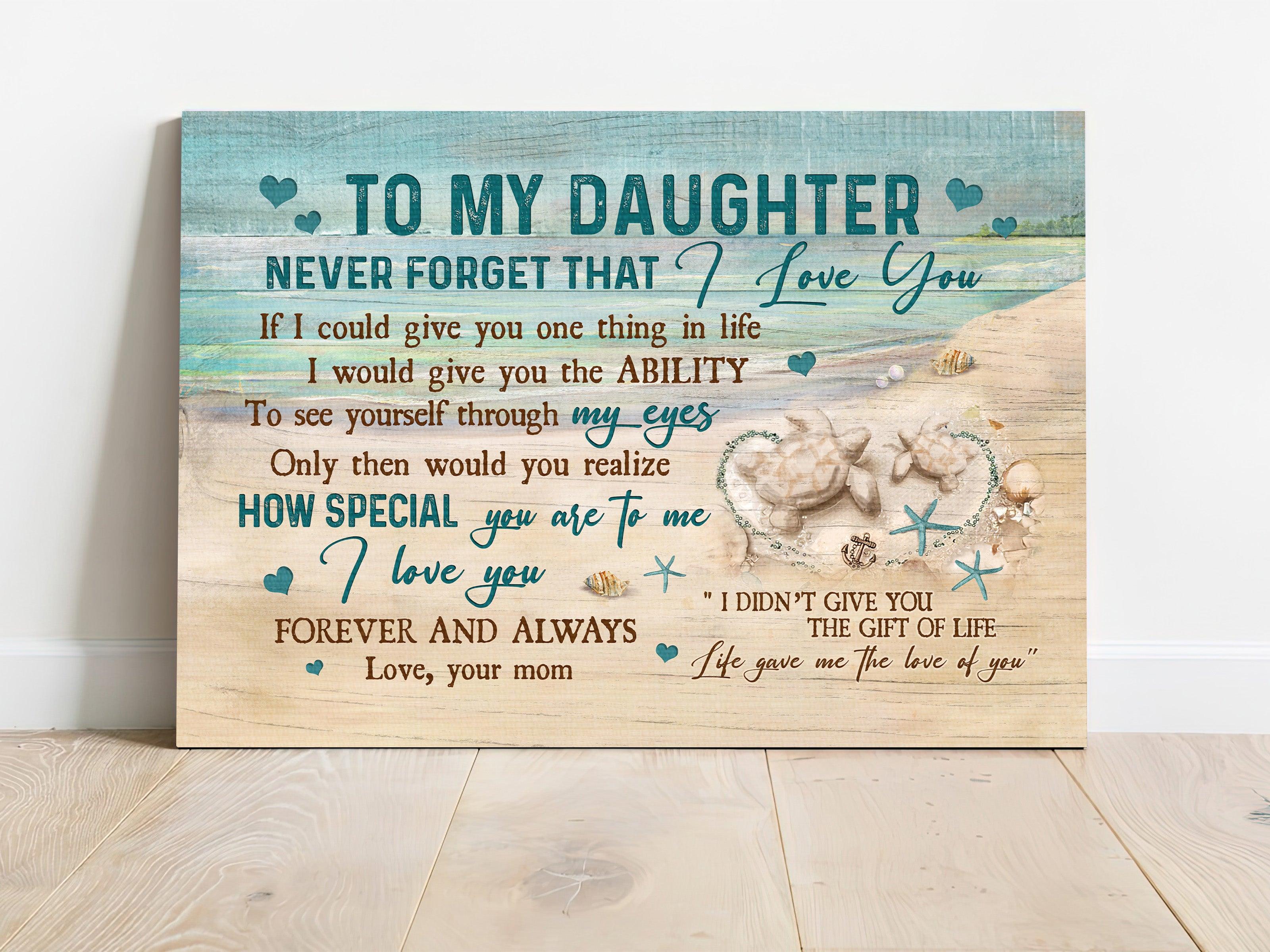 Family Premium Wrapped Landscape Canvas - Mom to daughter, Sand turtle, Sand beach, Life gave me the love of you - Gift For Daughter - Image 2