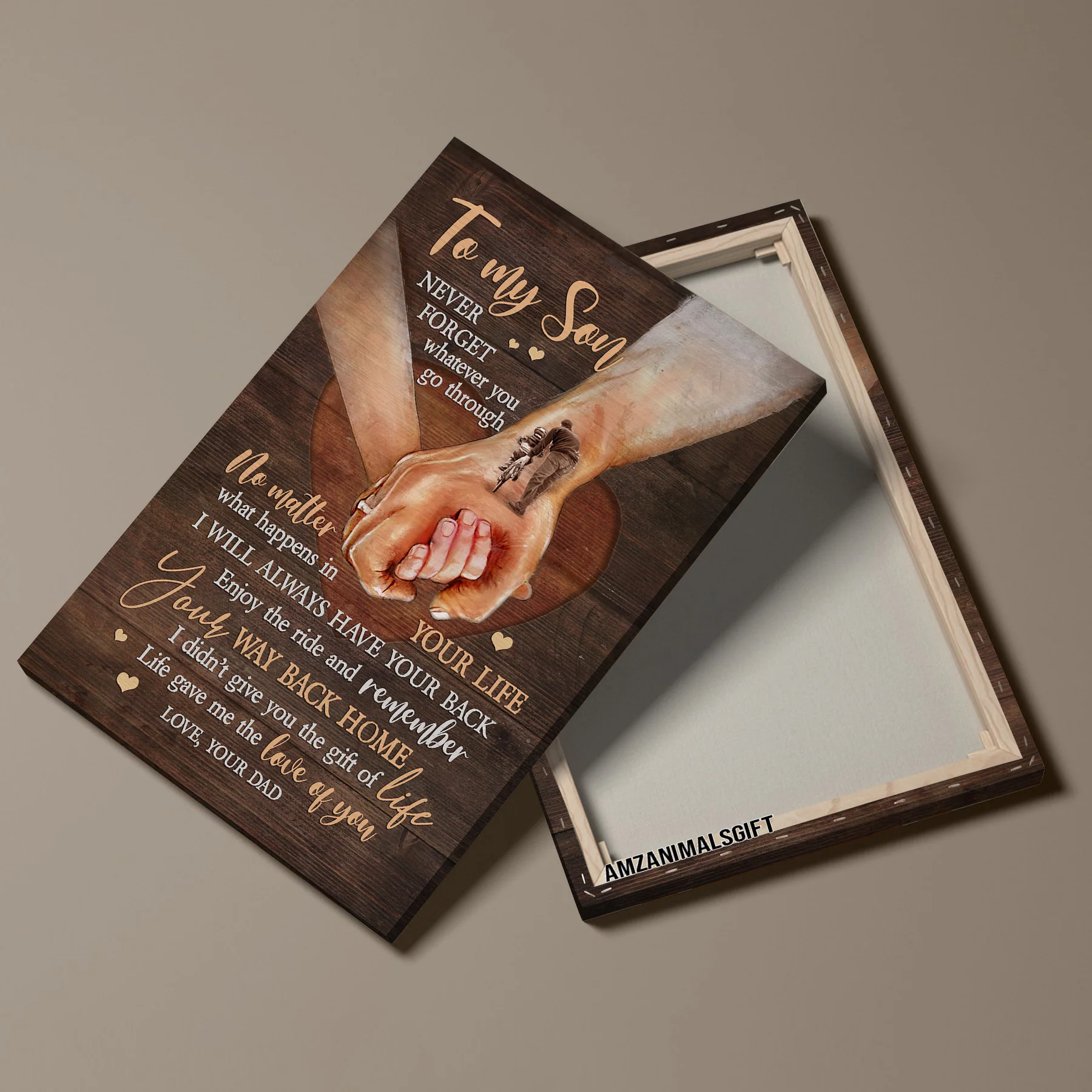 Family Premium Wrapped Portrait Canvas - Dad To Son, Holding Hands, Sweet Heart, I Will Always Have Your Back - Gift For Members Family - Image 3