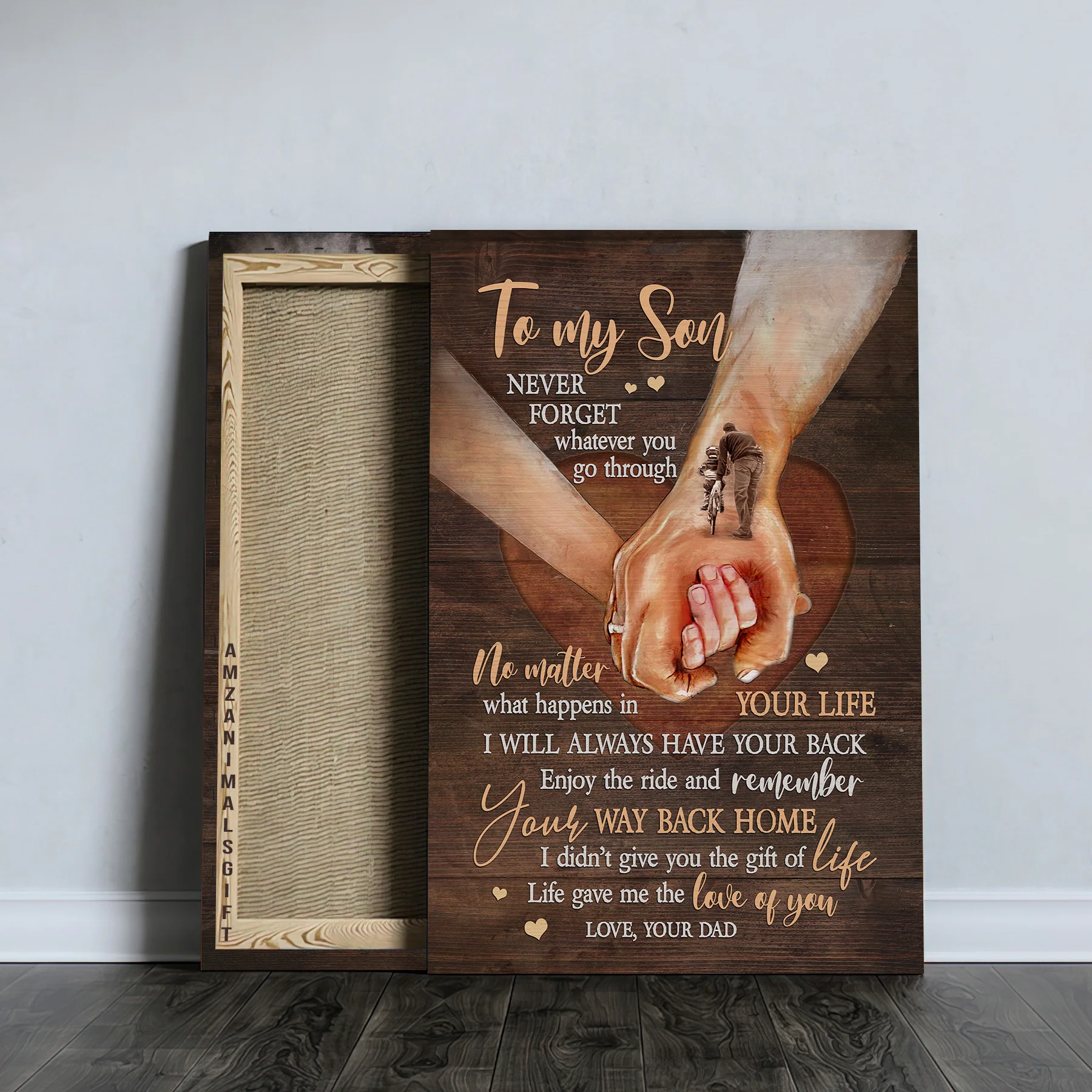 Family Premium Wrapped Portrait Canvas - Dad To Son, Holding Hands, Sweet Heart, I Will Always Have Your Back - Gift For Members Family - Image 4