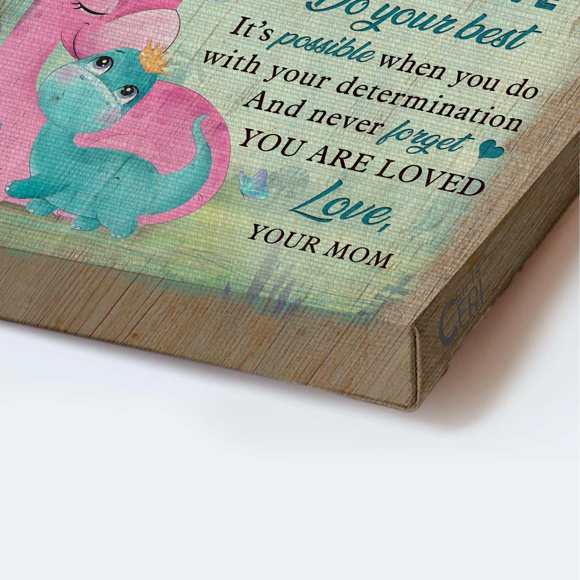 Family Premium Wrapped Portrait Canvas - Mom To Daughter, Dinosaur Family, The Best By Far Is You - Perfect Gift For Daughter - Image 3