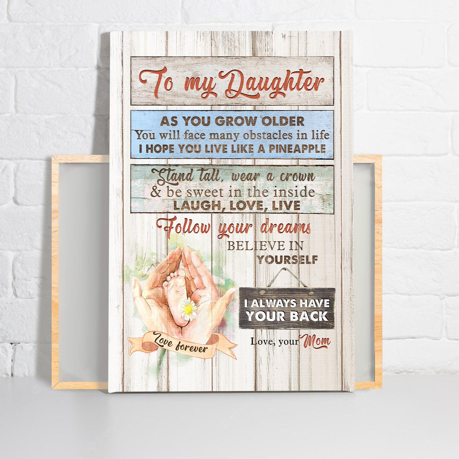 Family Premium Wrapped Portrait Canvas - Mom To Daughter, Little Foot In Mother's Hand, I Always Have Your Back - Perfect Gift For Daughter - Image 2