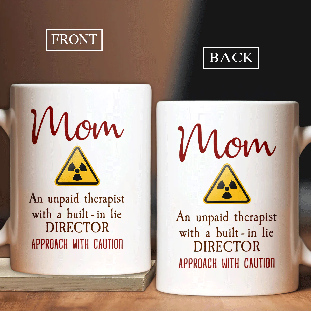 Family White Mug, Mother's Day Gifts, Mother Gift Ceramic Mug - Danger Sign, Mom Is An Unpaid Therapist Coffee Mug - Perfect Gift For Mom