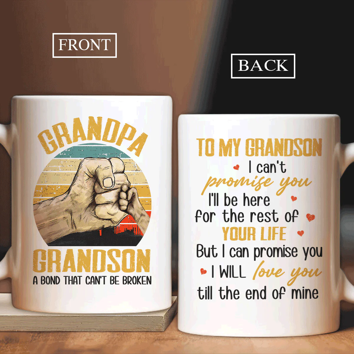 Family White Mug - To my grandson, Hand painting, Colorful background Mug - Gift For Family - I will love you till the end of mine Mug