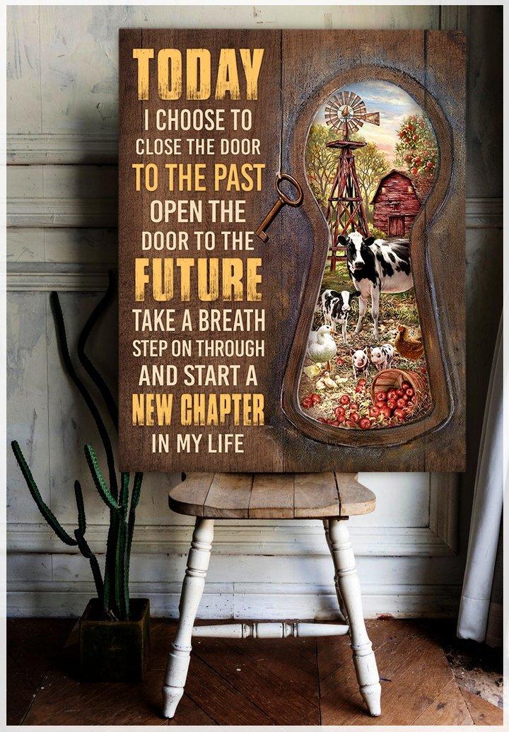 Farm Animal Portrait Canvas - Farm Key Today I Choose To Close The Door Portrait Canvas - Gift For Animal Lovers, Friends, Family