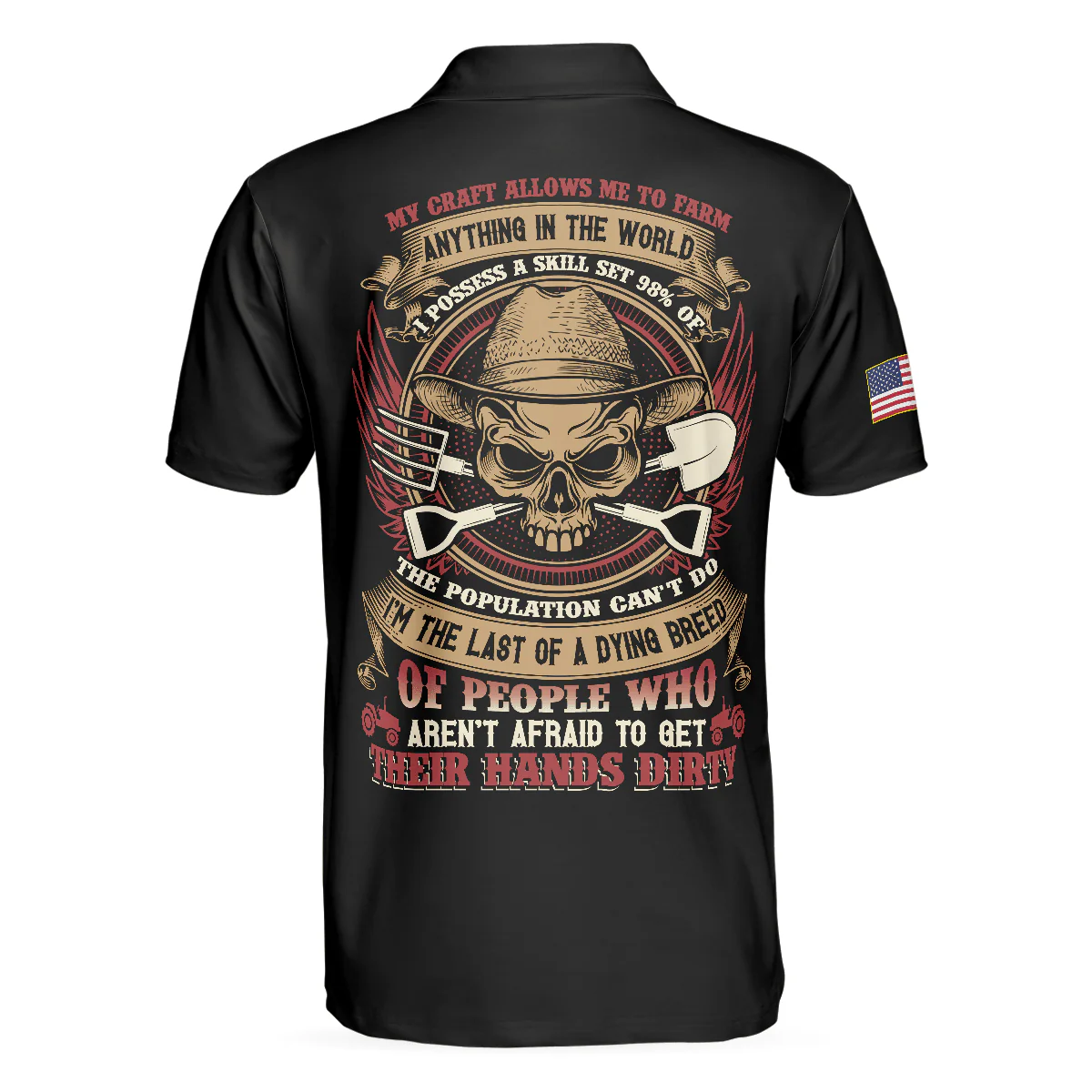Farmer Men Polo Shirt, American Flag, Skull, Farmer My Craft Allows Me To Farm Anything In The World Shirt For Men - Gift For Farmer, Farm Lovers - Image 4