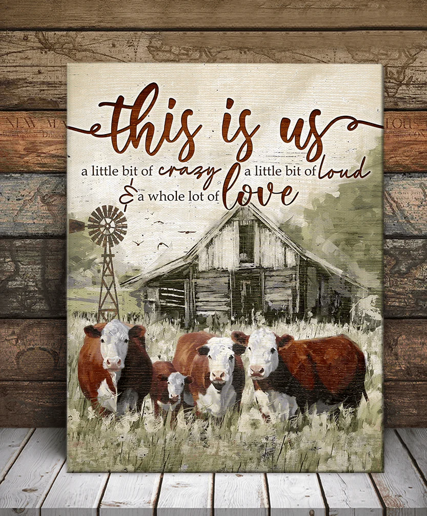 Farmhouse Portrait Canvas - This Is a Little Bit Of Crazy, A Little Bit Of Loud & A Whole Lot Of Love Canvas - Perfect Gift For Farmer, Friend, Family