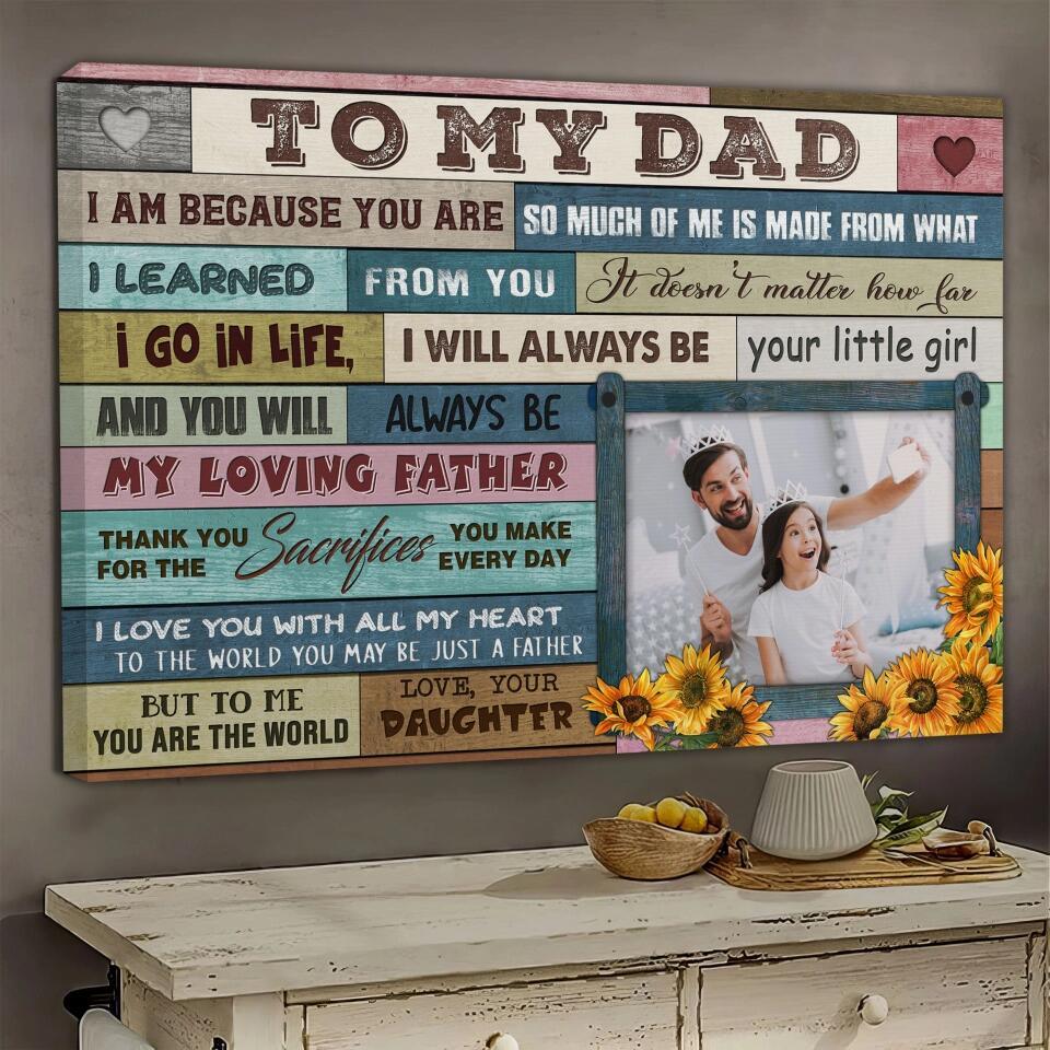 Father's Day Landscape Canvas Customized Photo - To My Dad Canvas From Children Personalized Dad Canvas - Meaningful Gift For Dad, Father's Day Gifts