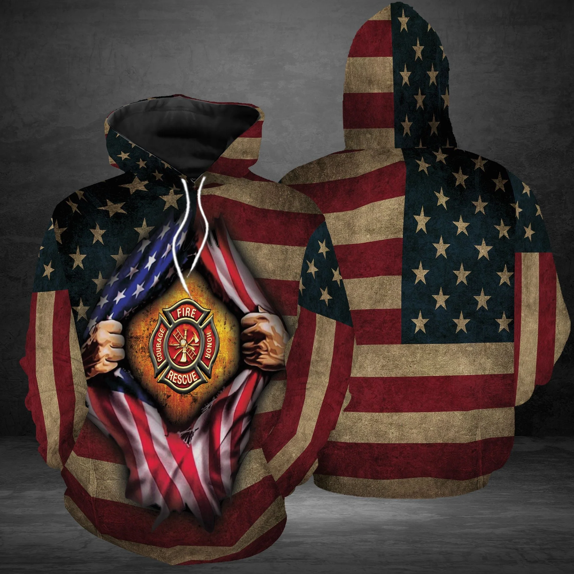 Firefighter Proud American Flag Pullover Premium Hoodie, Perfect Outfit For Men And Women On Christmas New Year Autumn Winter - Image 2